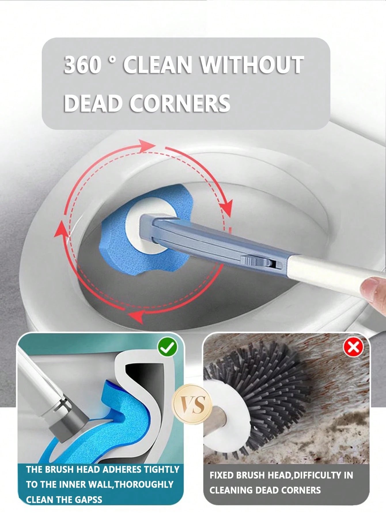 FoBianJie Blue Ocean Easy-Attach Disposable Toilet Cleaning Refills-Effortless Bowl, Sponge Heads, EssentialBathroom Brush Replacements For Home & School