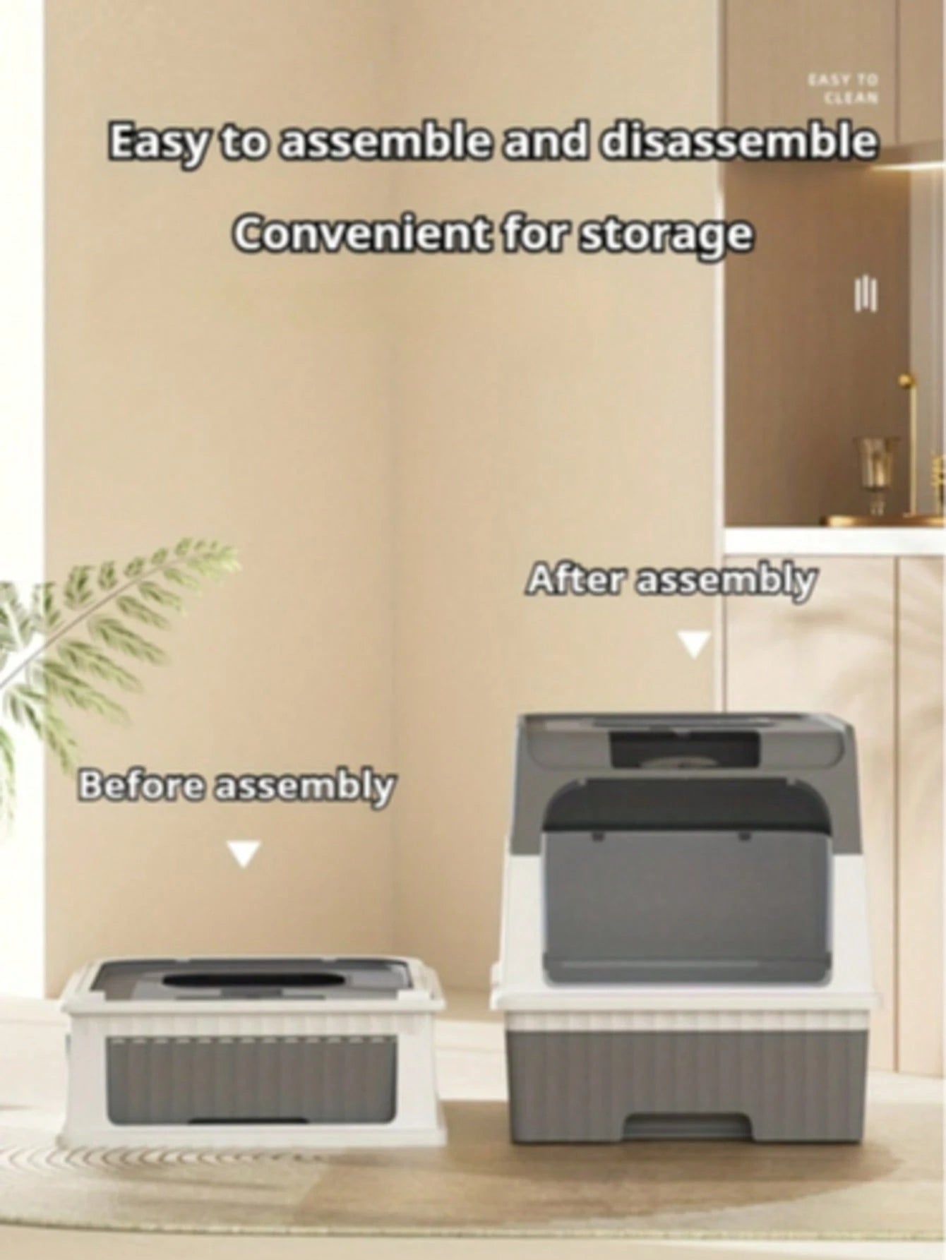 Foldable Enclosed Cat Litter Box With Drawer And Lid – Top Entry Splash-Proof Pet Toilet, Odor-Proof And Leak-Proof, Lightweight And Portable Cat Bathroom With Scoop, Space-Saving Litter Pan For Small