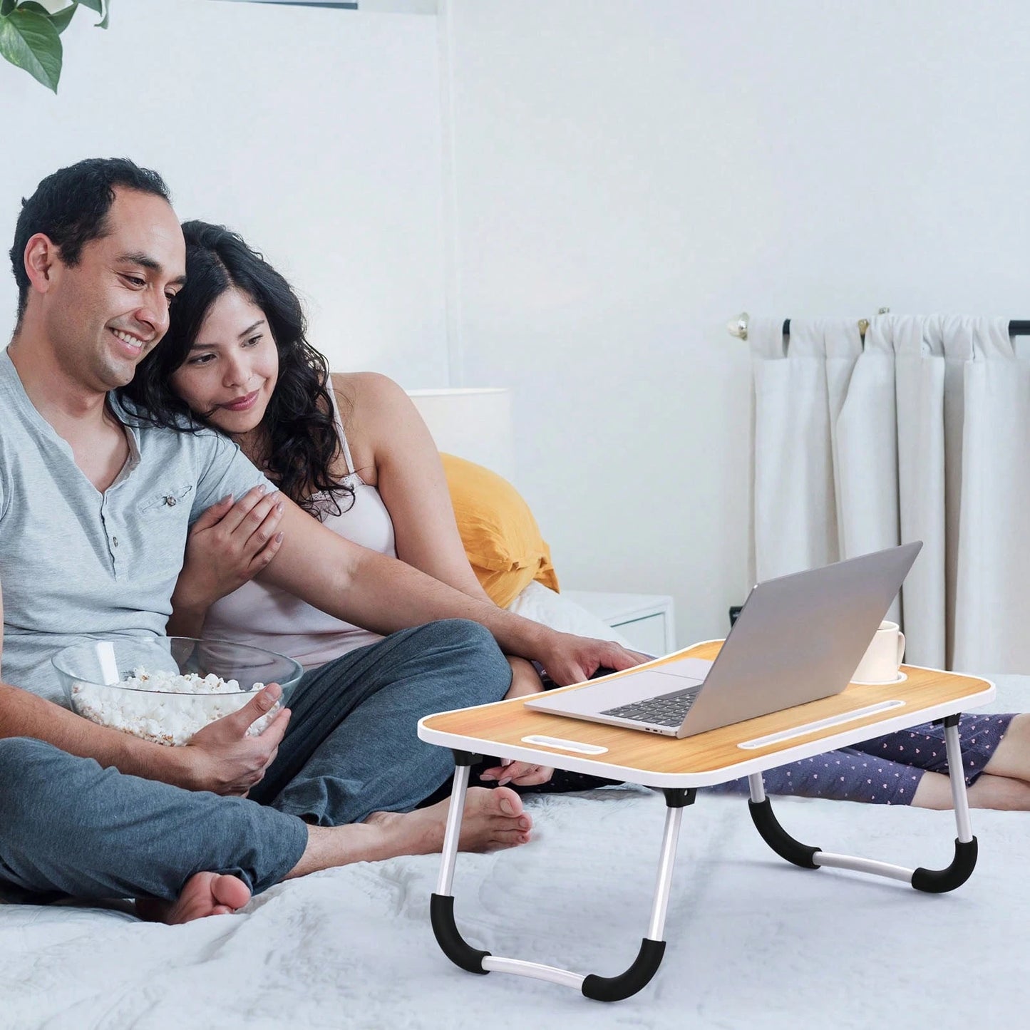 Folding Lap Desk, 23 Inch Portable Wood Black Laptop Bed Desk Lap Desk With Cup Holder, For Working Reading Writing, Eating, Watching Movies For Bed Sofa Couch Floor
