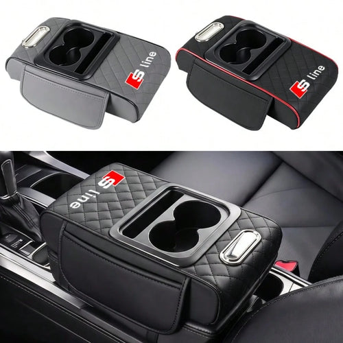 For Audi S Line A3 A4 A5 A6 A7 A8 S3 S4 S5 S6 S7 1PC Multifunctional Auto Parts Car Armrest Pad Center Console Arm Rest Box Cover Protective Mat