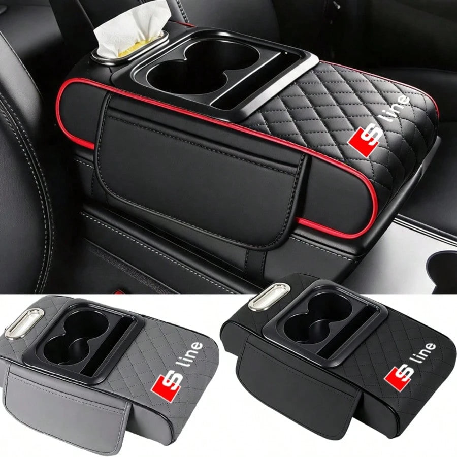 For Audi S Line A3 A4 A5 A6 A7 A8 S3 S4 S5 S6 S7 1PC Multifunctional Auto Parts Car Armrest Pad Center Console Arm Rest Box Cover Protective Mat