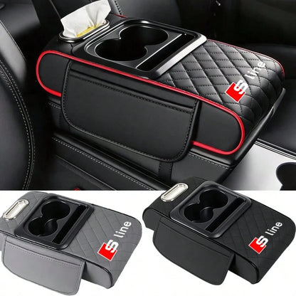 For Audi S Line A3 A4 A5 A6 A7 A8 S3 S4 S5 S6 S7 1PC Multifunctional Auto Parts Car Armrest Pad Center Console Arm Rest Box Cover Protective Mat