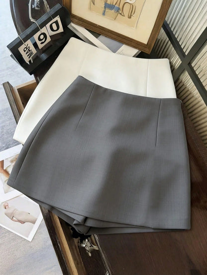 Franclia Fashionable Casual Commuter Versatile Textured Soft Fabric High Waist Slit Women Shorts/Skirt/Culottes/Hot Pants, Spring/Autumn
