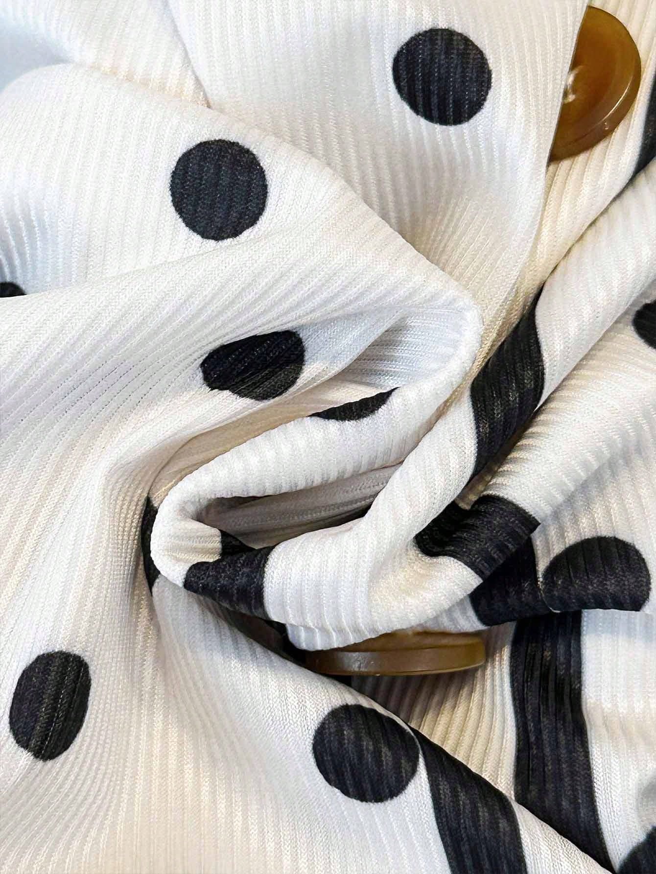 Franclia Plus Size Polka Dot Print Button Decor Vest