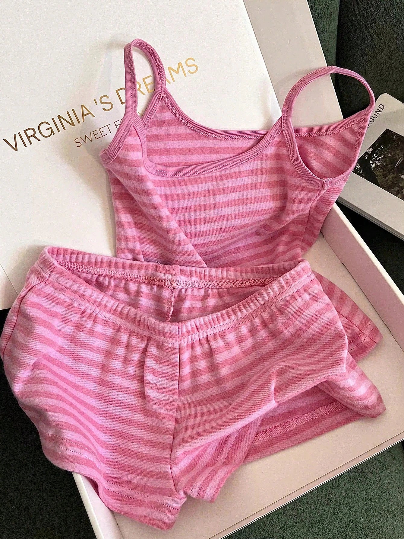 Franclia Women's Casual Vacation Striped Camisole Top And Shorts 2 Pieces Set