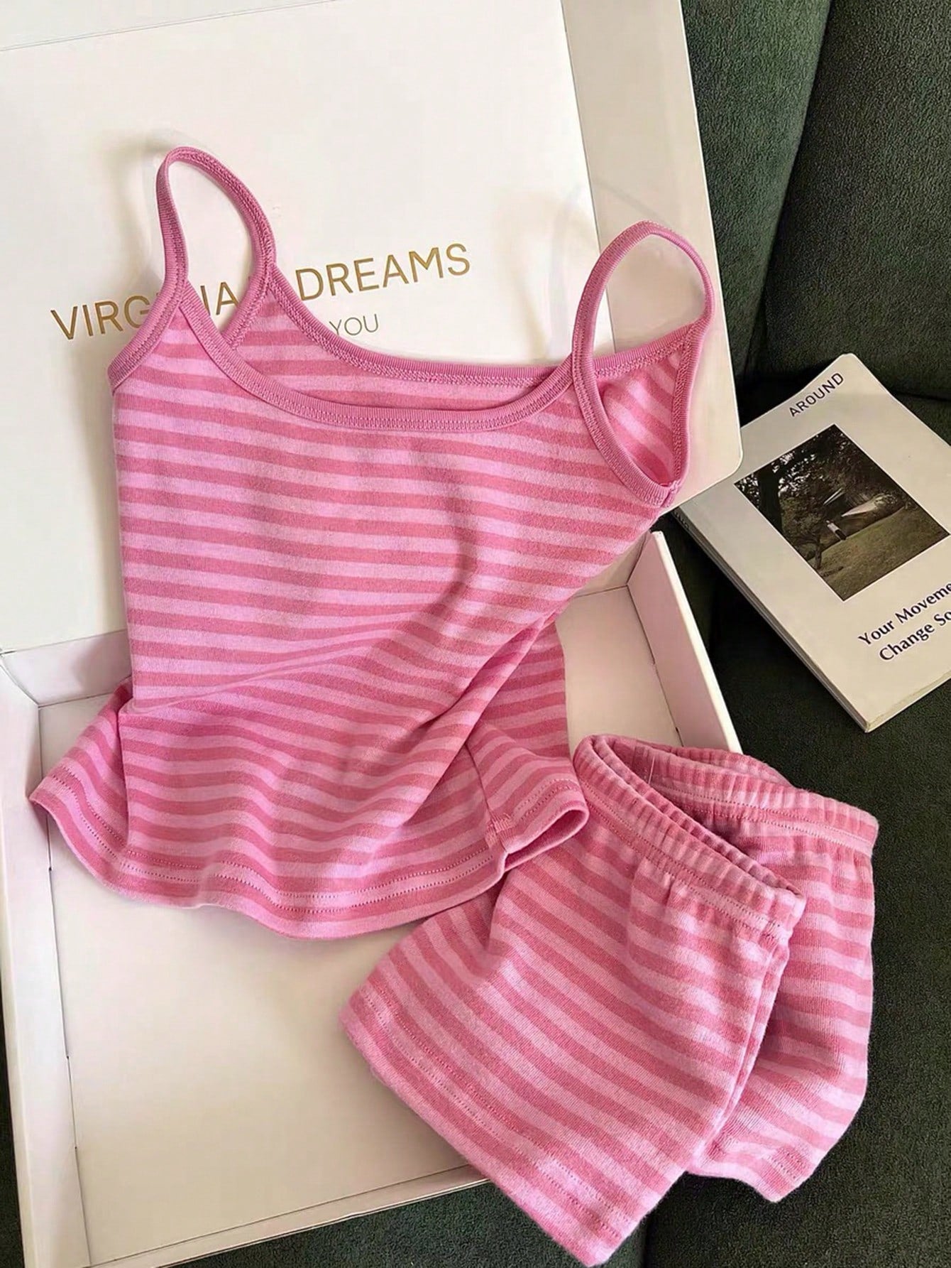 Franclia Women's Casual Vacation Striped Camisole Top And Shorts 2 Pieces Set