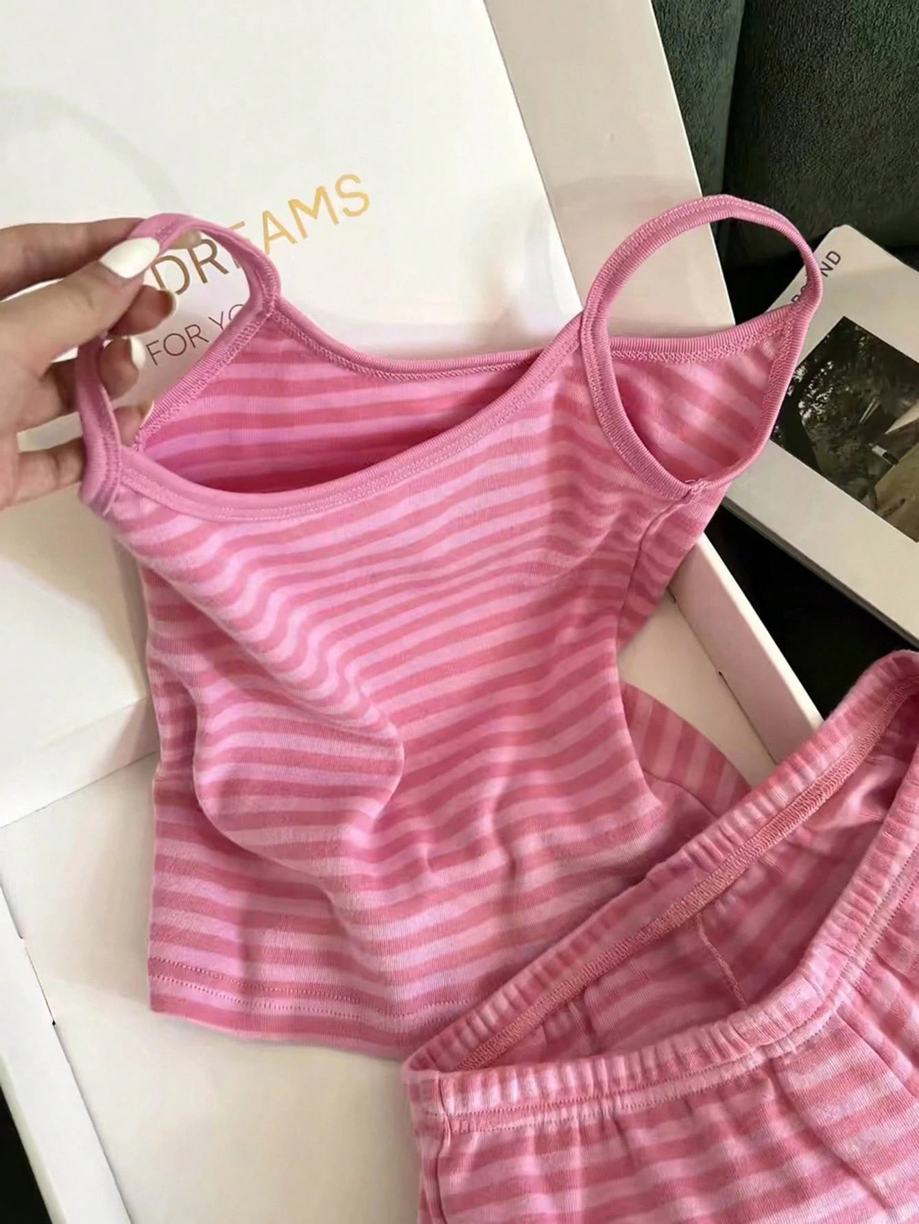 Franclia Women's Casual Vacation Striped Camisole Top And Shorts 2 Pieces Set