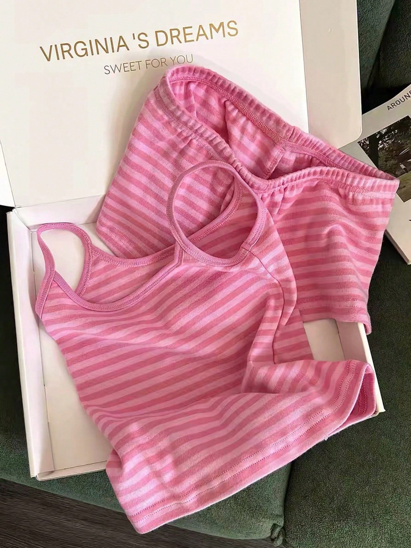Franclia Women's Casual Vacation Striped Camisole Top And Shorts 2 Pieces Set