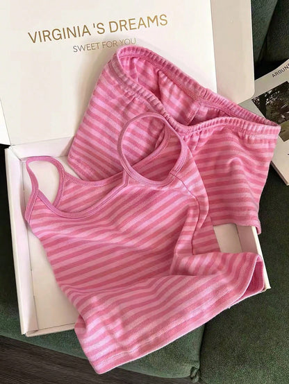 Franclia Women's Casual Vacation Striped Camisole Top And Shorts 2 Pieces Set