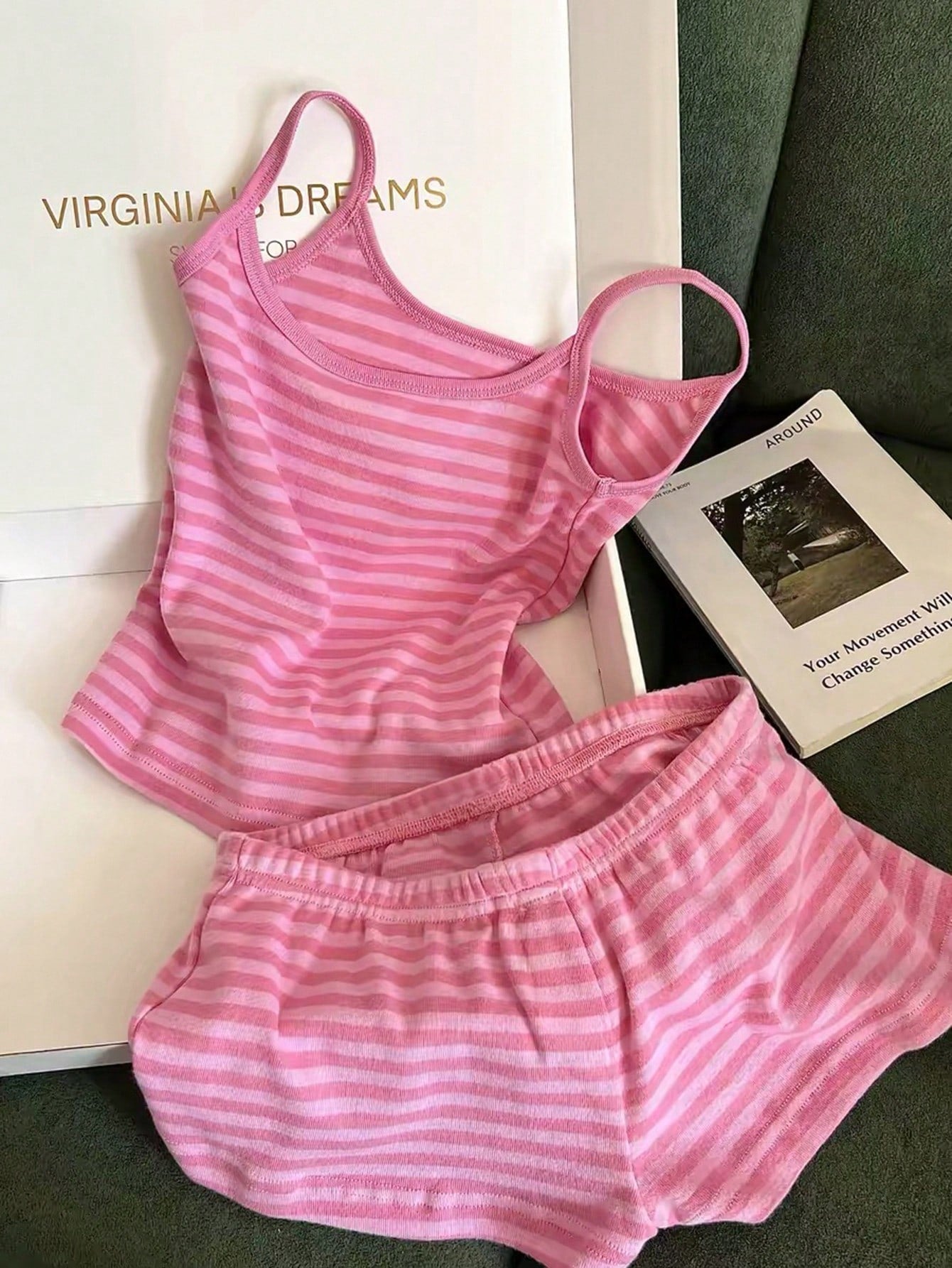 Franclia Women's Casual Vacation Striped Camisole Top And Shorts 2 Pieces Set