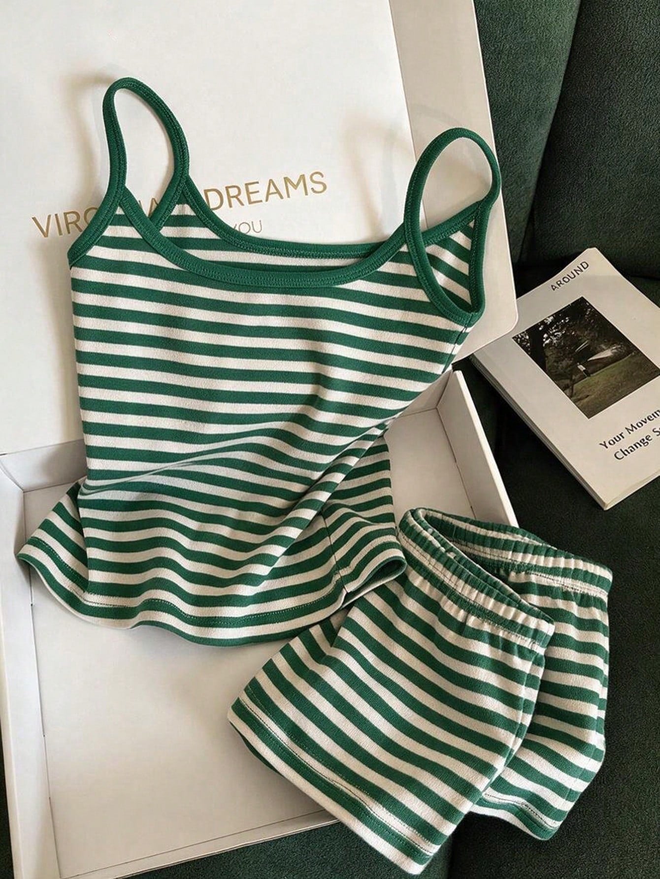 Franclia Women's Casual Vacation Striped Camisole Top And Shorts 2 Pieces Set