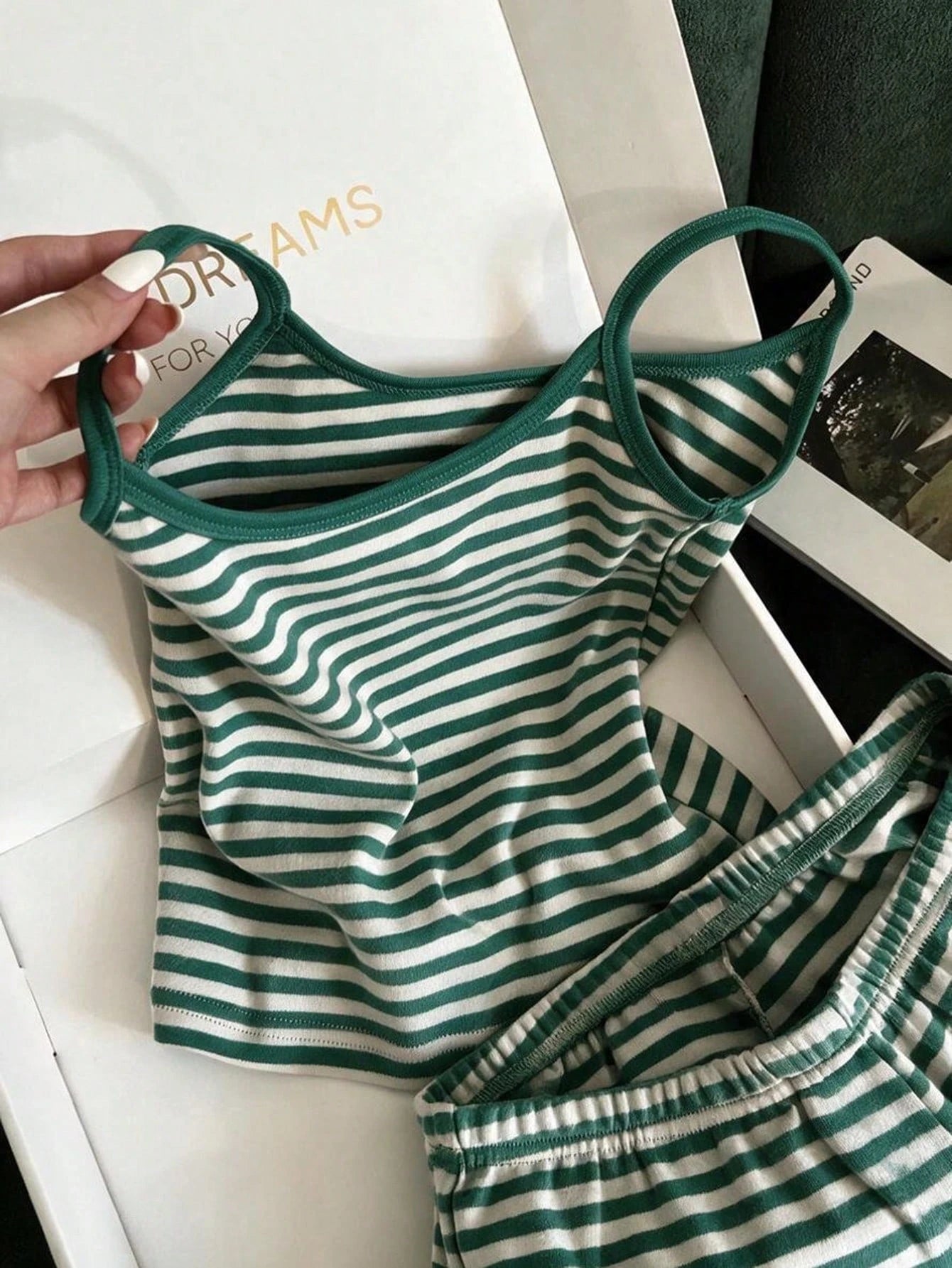 Franclia Women's Casual Vacation Striped Camisole Top And Shorts 2 Pieces Set