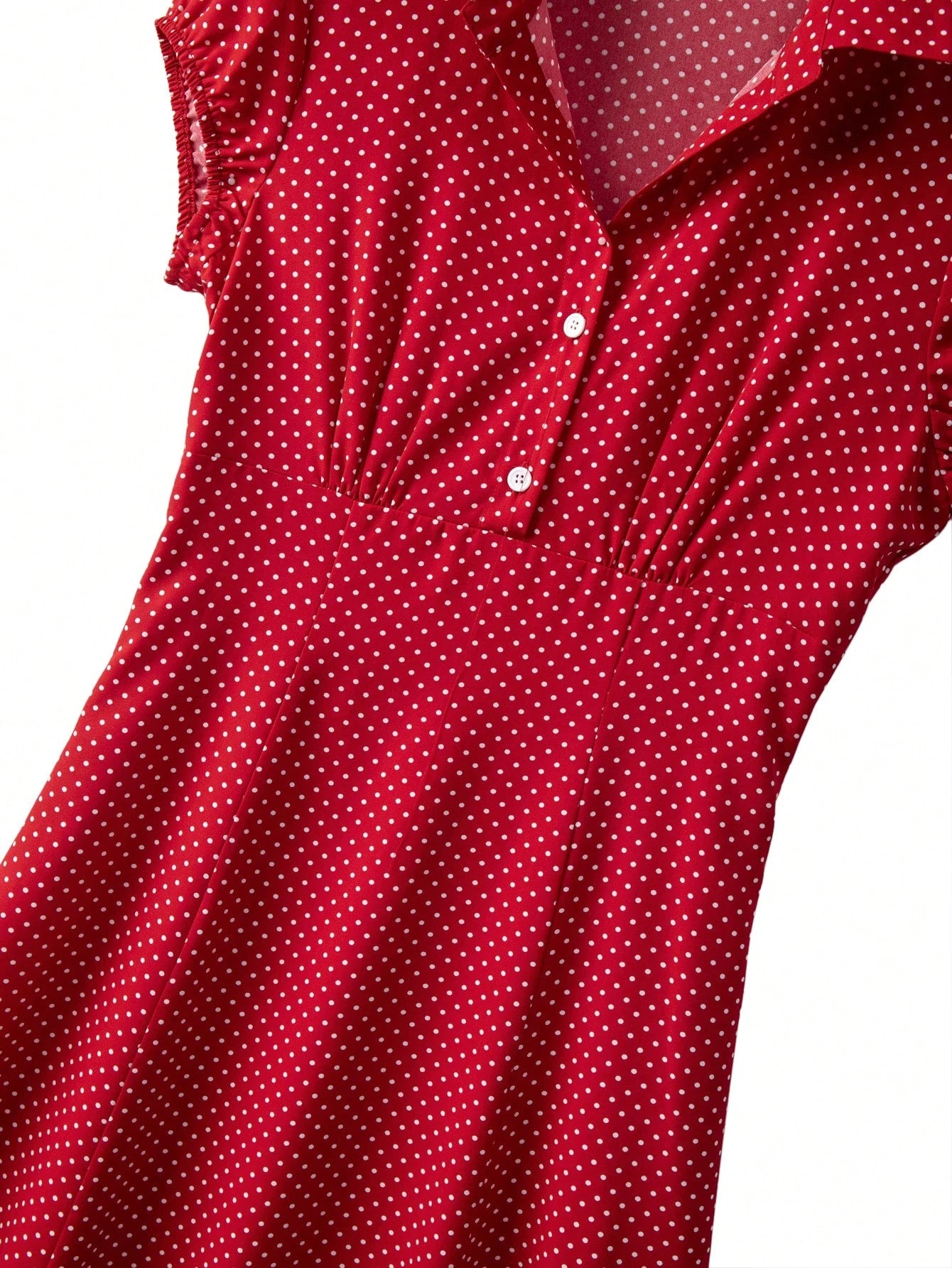 Franclia Women's Red And White Polka Dot Vintage French V-Neck A-Line Dress,Elegant Short Sleeve Summer Dress,Versatile For Brunch,Commute,Party,Tea Party