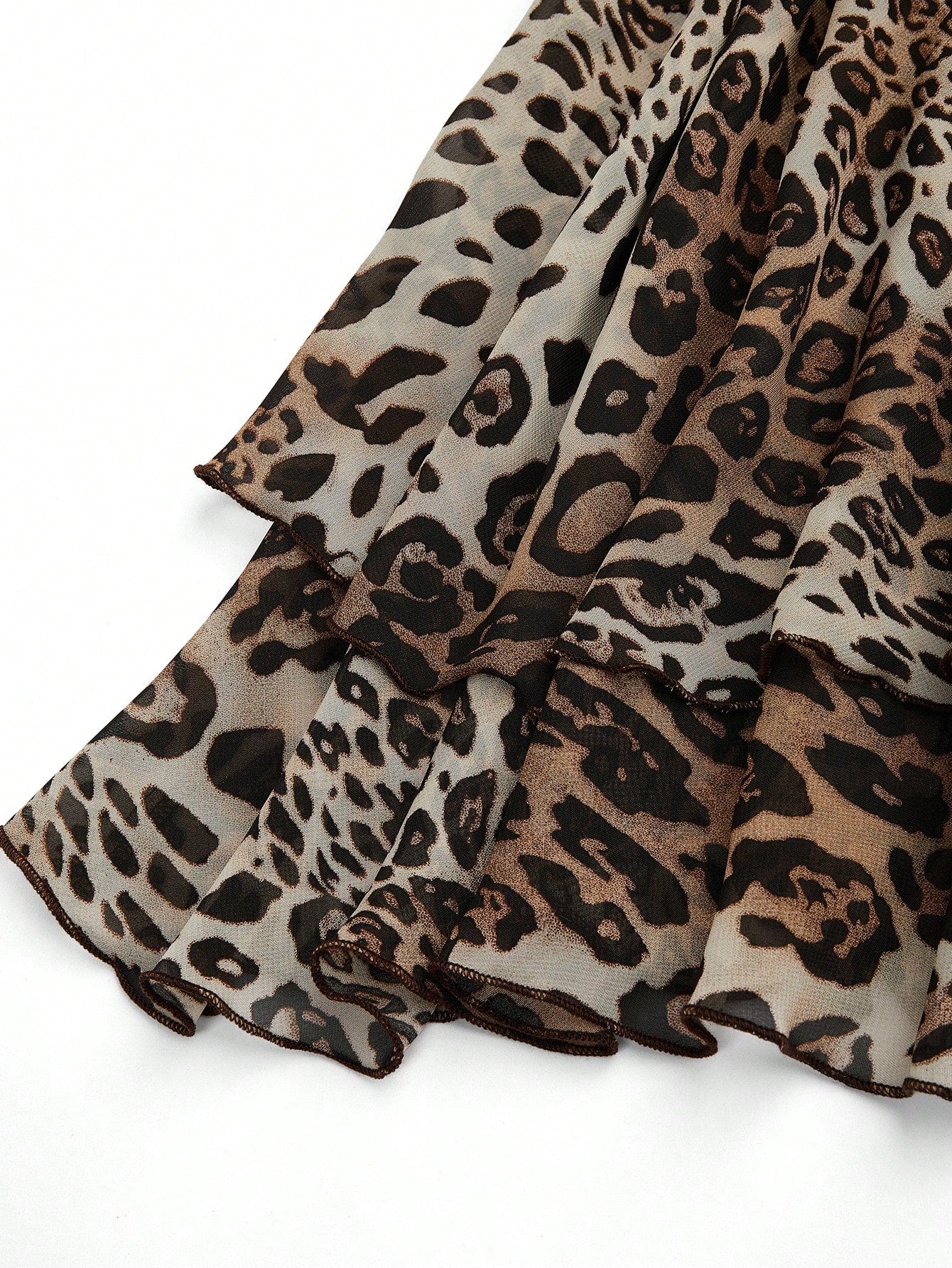 Franclia Women's Regular Length Leopard Print Tiered Layer Tank Top With Spaghetti Straps