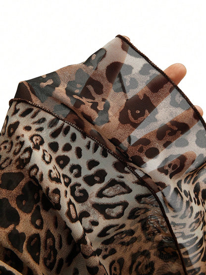 Franclia Women's Regular Length Leopard Print Tiered Layer Tank Top With Spaghetti Straps
