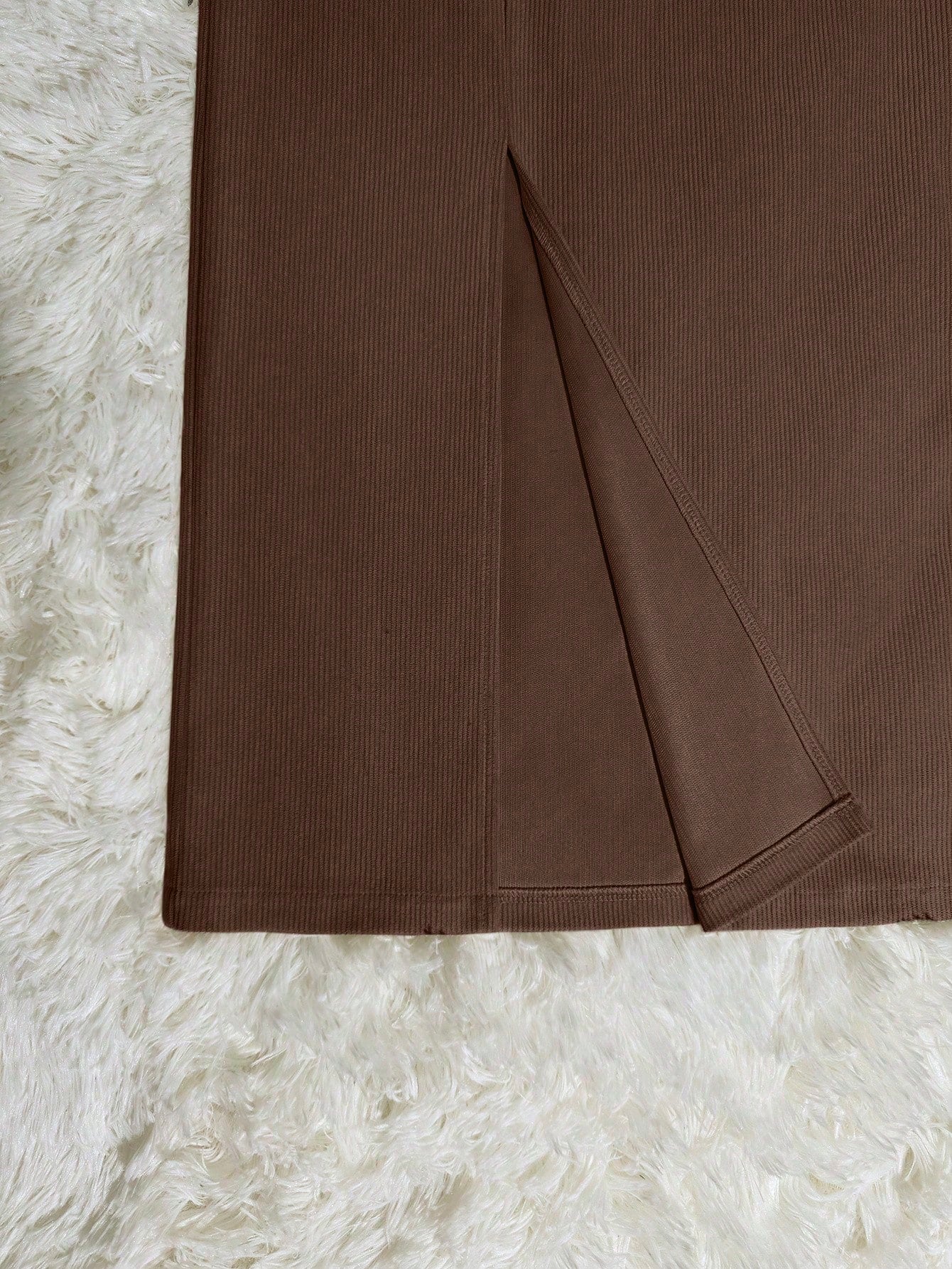 Franclia Women's Solid Color Corduroy Pocket Slit Skirt With Belt