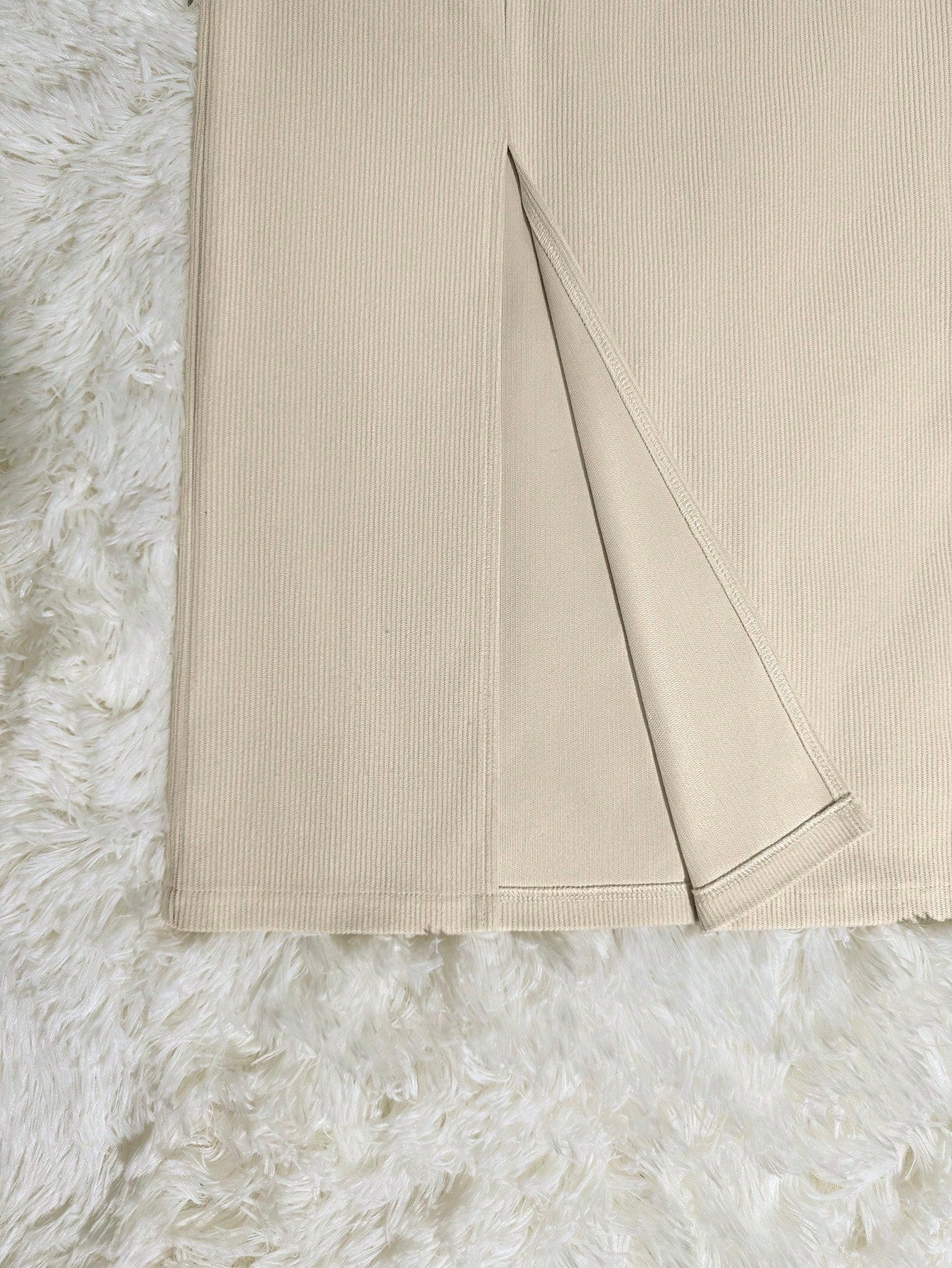 Franclia Women's Solid Color Corduroy Pocket Slit Skirt With Belt