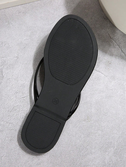 French Style Women's Flip Flops, Holiday Essential, New Summer Sweet Fairy Style Versatile Beach Vacation Soft Sole Sandals, Suitable For Dating