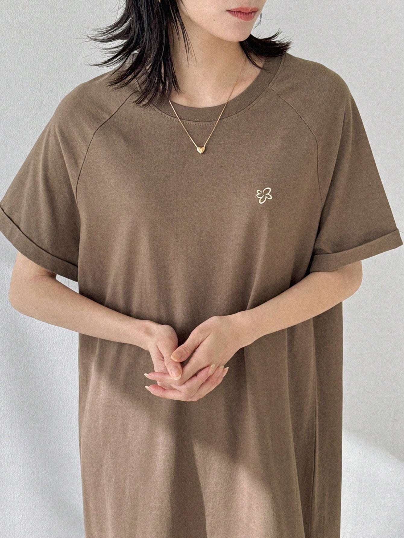 FRIFUL Women Brown Long Embroidered Graphic Print Summer Dress Sundress
