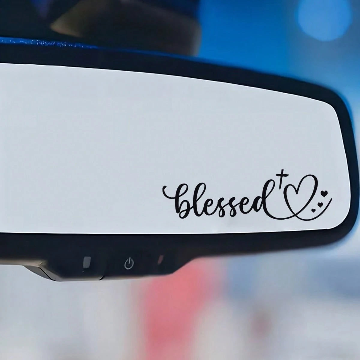 Fun Heart-Shaped Rearview Mirror Sticker- Black Religious Text Self-Adhesive Vinyl Decor, Suitable For Cars, Cups, Mirrors- Christian Faith Car Decoration, Easy To Apply With No Residue, Heart-Shape