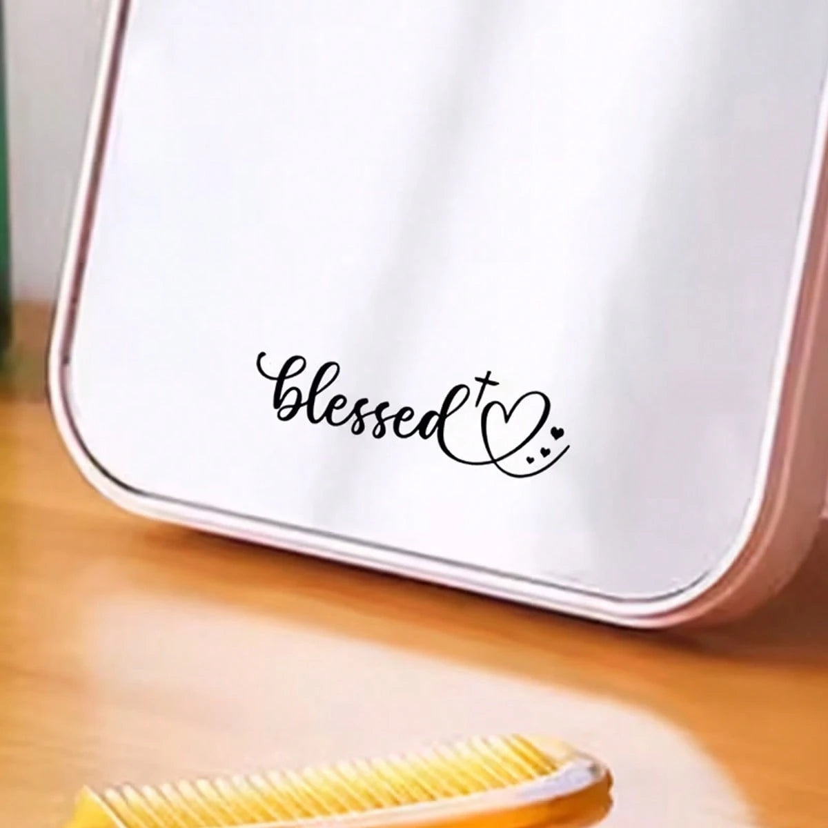 Fun Heart-Shaped Rearview Mirror Sticker- Black Religious Text Self-Adhesive Vinyl Decor, Suitable For Cars, Cups, Mirrors- Christian Faith Car Decoration, Easy To Apply With No Residue, Heart-Shape