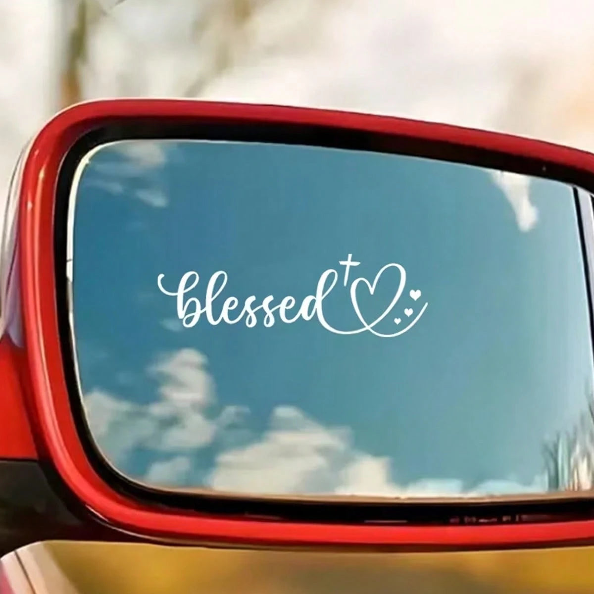 Fun Heart-Shaped Rearview Mirror Sticker- Black Religious Text Self-Adhesive Vinyl Decor, Suitable For Cars, Cups, Mirrors- Christian Faith Car Decoration, Easy To Apply With No Residue, Heart-Shape