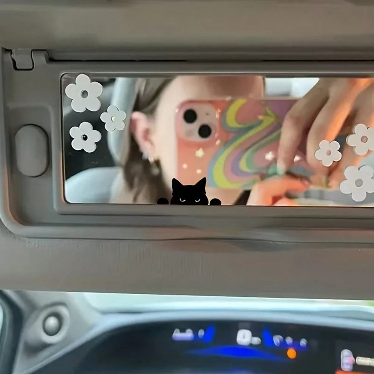 Funny Peeking Cartoon Cat Pattern Car Sticker, Rearview Mirror Sticker, Waterproof Sticker, Personalized Motorcycle And Car Body Decoration Sticker