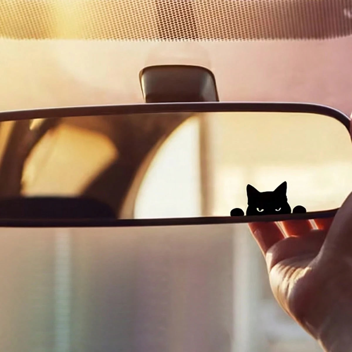 Funny Peeking Cartoon Cat Pattern Car Sticker, Rearview Mirror Sticker, Waterproof Sticker, Personalized Motorcycle And Car Body Decoration Sticker