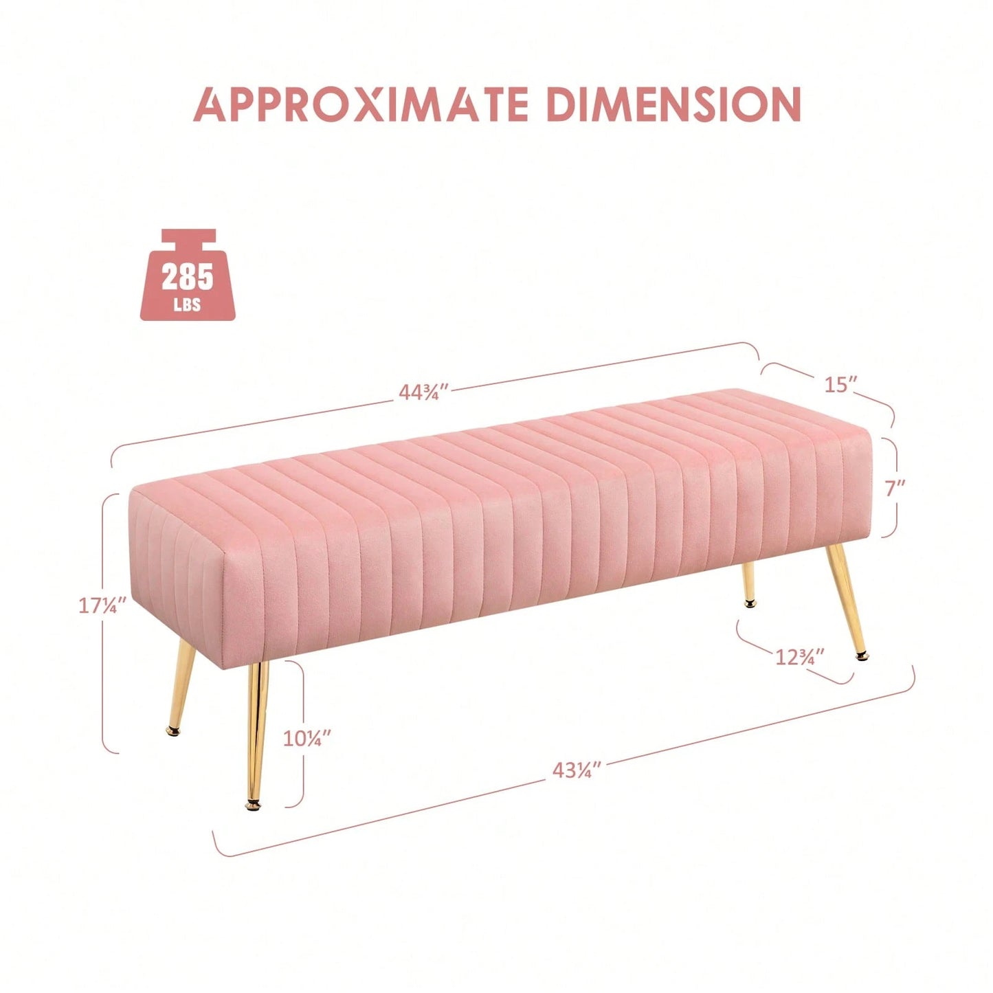 FURNIMART Fumahome Tufted Ottoman Bench With Golden Legs Modern Rectangular Bedroom Bench Luxurious Velvet Upholstered End Of Bed Bench Ottoman Footrest For Living Room Bedroom Entryway