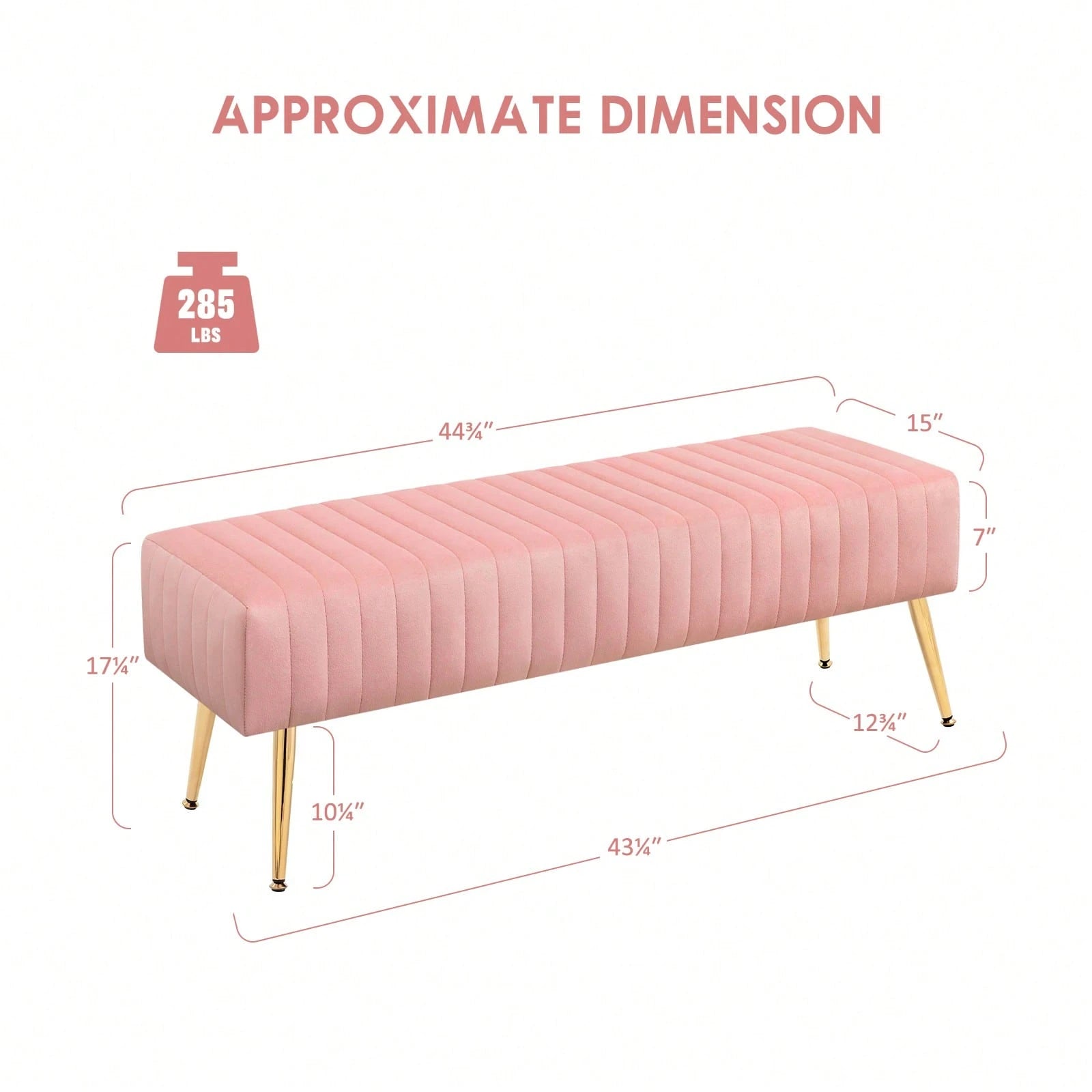 FURNIMART Fumahome Tufted Ottoman Bench With Golden Legs Modern Rectangular Bedroom Bench Luxurious Velvet Upholstered End Of Bed Bench Ottoman Footrest For Living Room Bedroom Entryway