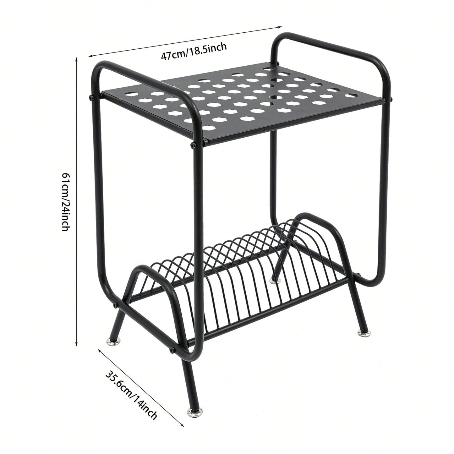 Futchoy 2-Tier Record Player Stand, Player Stand With 16 Slots, 2-Tier Record Storage Stand