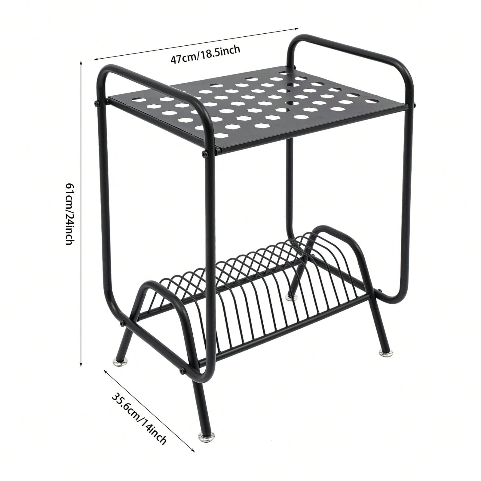 Futchoy 2-Tier Record Player Stand, Player Stand With 16 Slots, 2-Tier Record Storage Stand