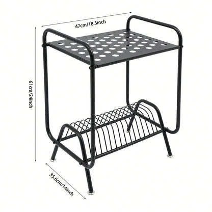 Futchoy 2-Tier Record Player Stand, Player Stand With 16 Slots, 2-Tier Record Storage Stand