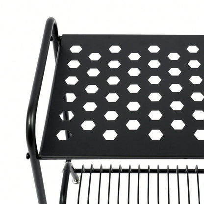 Futchoy 2-Tier Record Player Stand, Player Stand With 16 Slots, 2-Tier Record Storage Stand