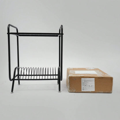 Futchoy 2-Tier Record Player Stand, Player Stand With 16 Slots, 2-Tier Record Storage Stand