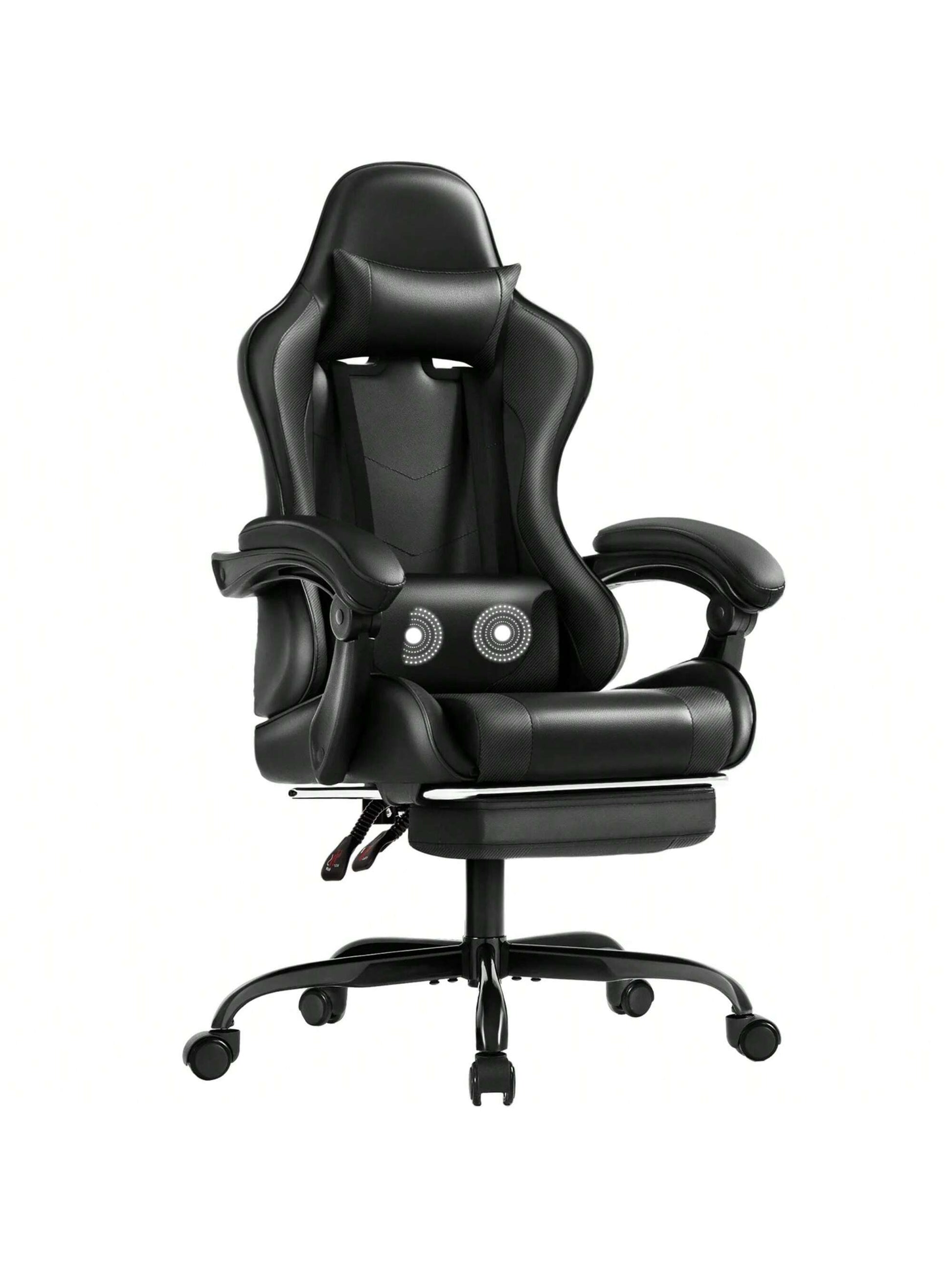 Gaming Chair, Video Game Chair With Footrest And Massage Lumbar Support, Ergonomic Computer Chair Height Adjustable With Swivel Seat And Headrest