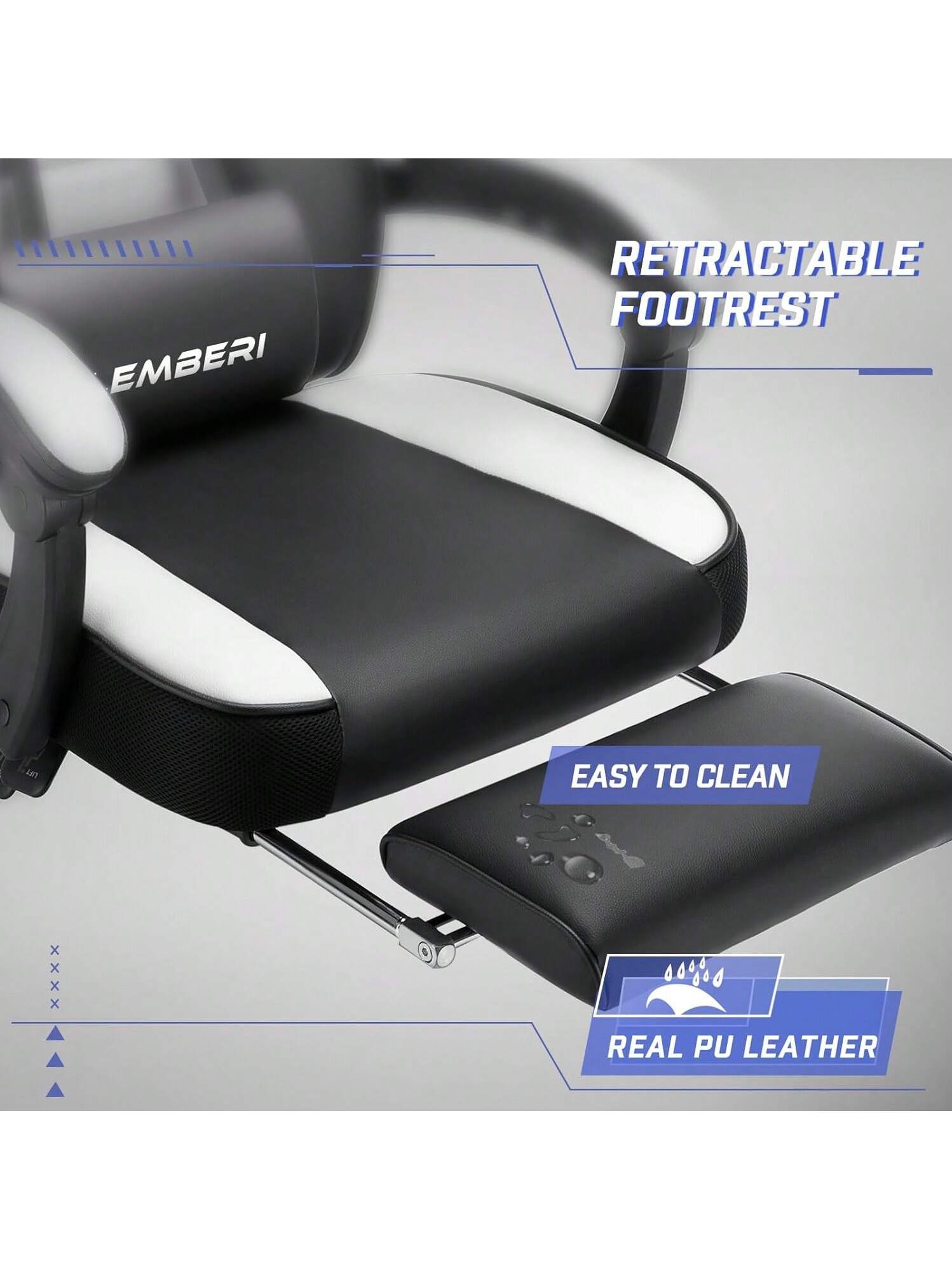 Gaming Chair With Massage, Ergonomic Heavy Duty Design, Gamer Chair With Footrest And Lumbar Support, High Back Office Chair, Big And Tall Gaming Computer Chair, Black+White