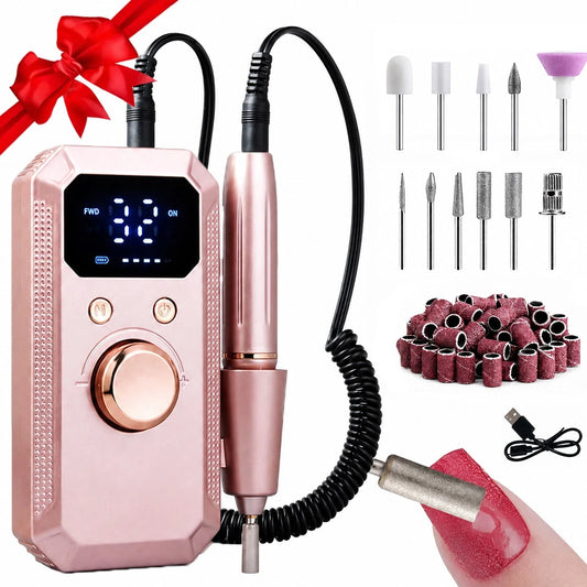 GANLAIX Electric Nail Polisher, 20000RPM Rechargeable Nail Drill Set, 1600mAh Wireless Manicure & Pedicure Tool, Suitable For Acrylic/Gel Nails, Polishing & Cuticle Care, Salon Home Gift, Minimalist