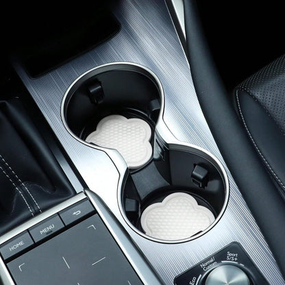 GaRhomxy Car Cup Holder Coaster, Universal Non-Slip Recessed Flower Shaped Cup Holders, Cute Car Accessories Interior For Women And Man Interior Sets 4 Pack (White)