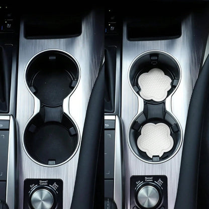 GaRhomxy Car Cup Holder Coaster, Universal Non-Slip Recessed Flower Shaped Cup Holders, Cute Car Accessories Interior For Women And Man Interior Sets 4 Pack (White)