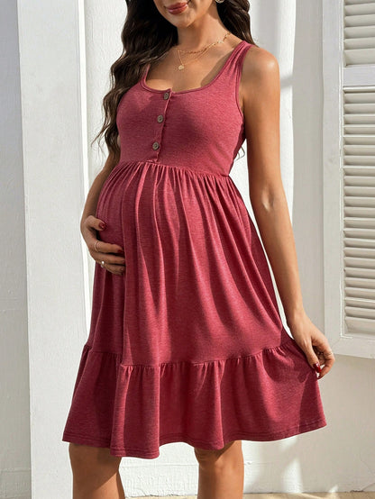 GentleRue Maternity Women's Solid Color Minimalist Sleeveless Nursing Dress, Everyday Wear
