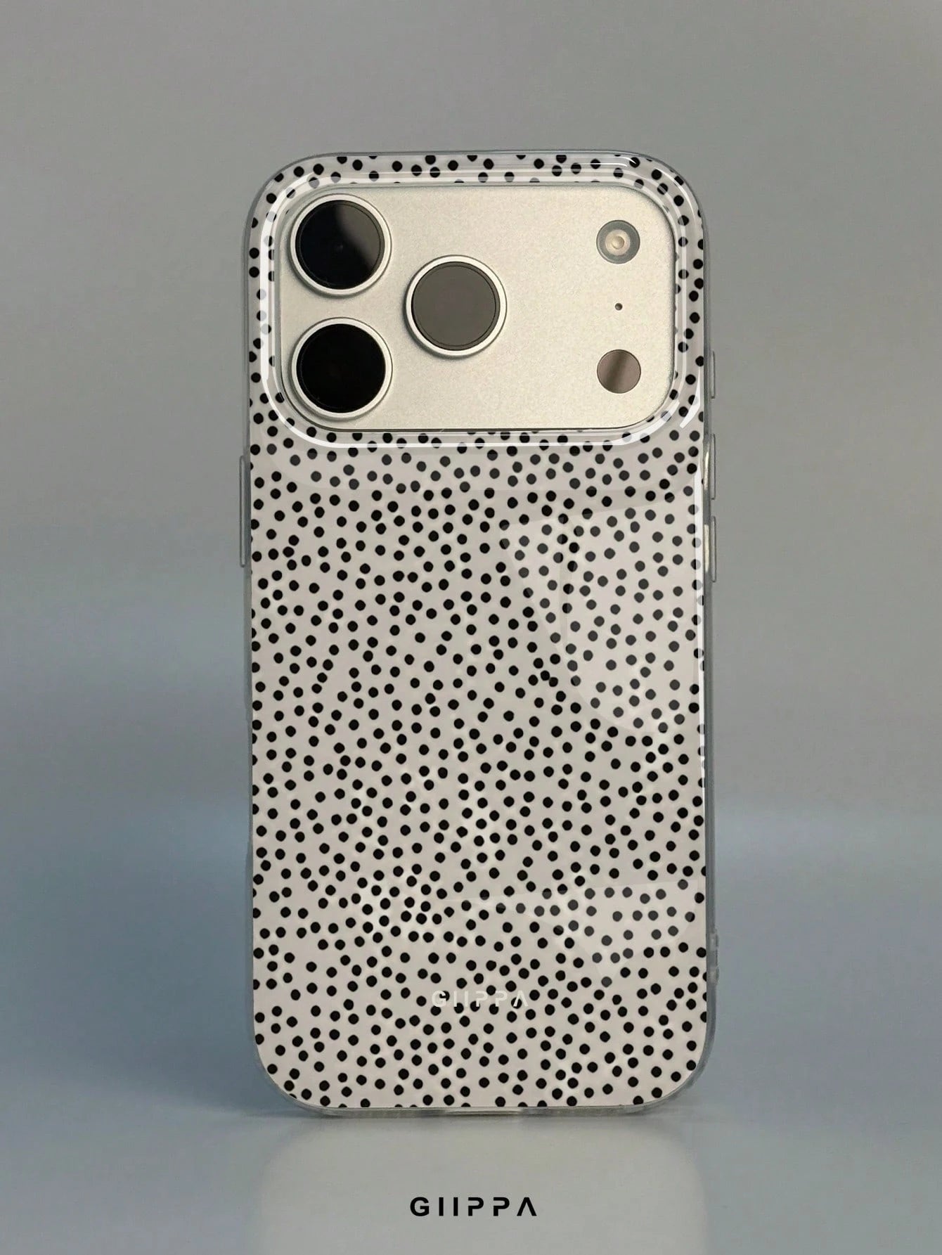 GIIPPA 1pc White Base With Black Dense Polka Dot Pattern Design, Phone 17 Pro Max Phone Case, Compatible With Phone 16 Pro Max, 15 Pro Max, 14 Pro Max, Korean Style High-End Fashionable And Fun Phone