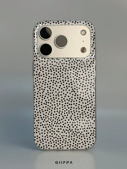 GIIPPA 1pc White Base With Black Dense Polka Dot Pattern Design, Phone 17 Pro Max Phone Case, Compatible With Phone 16 Pro Max, 15 Pro Max, 14 Pro Max, Korean Style High-End Fashionable And Fun Phone