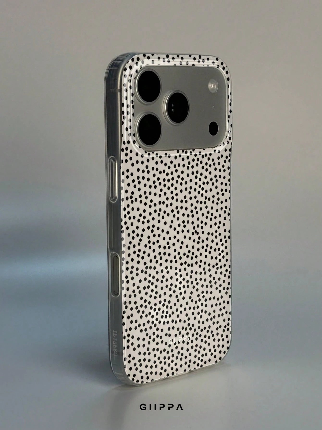 GIIPPA 1pc White Base With Black Dense Polka Dot Pattern Design, Phone 17 Pro Max Phone Case, Compatible With Phone 16 Pro Max, 15 Pro Max, 14 Pro Max, Korean Style High-End Fashionable And Fun Phone
