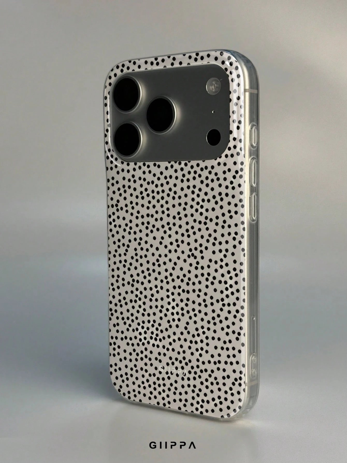 GIIPPA 1pc White Base With Black Dense Polka Dot Pattern Design, Phone 17 Pro Max Phone Case, Compatible With Phone 16 Pro Max, 15 Pro Max, 14 Pro Max, Korean Style High-End Fashionable And Fun Phone