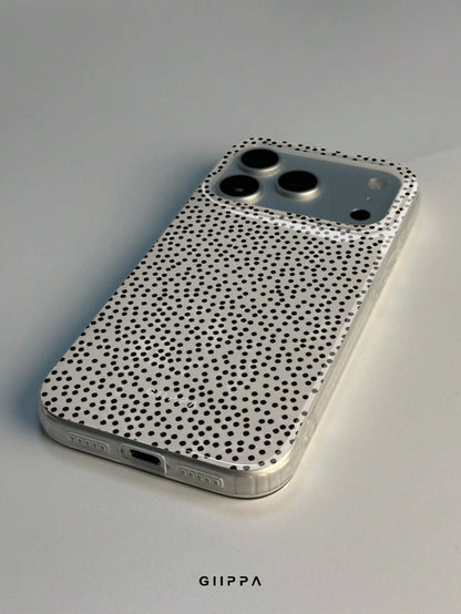 GIIPPA 1pc White Base With Black Dense Polka Dot Pattern Design, Phone 17 Pro Max Phone Case, Compatible With Phone 16 Pro Max, 15 Pro Max, 14 Pro Max, Korean Style High-End Fashionable And Fun Phone