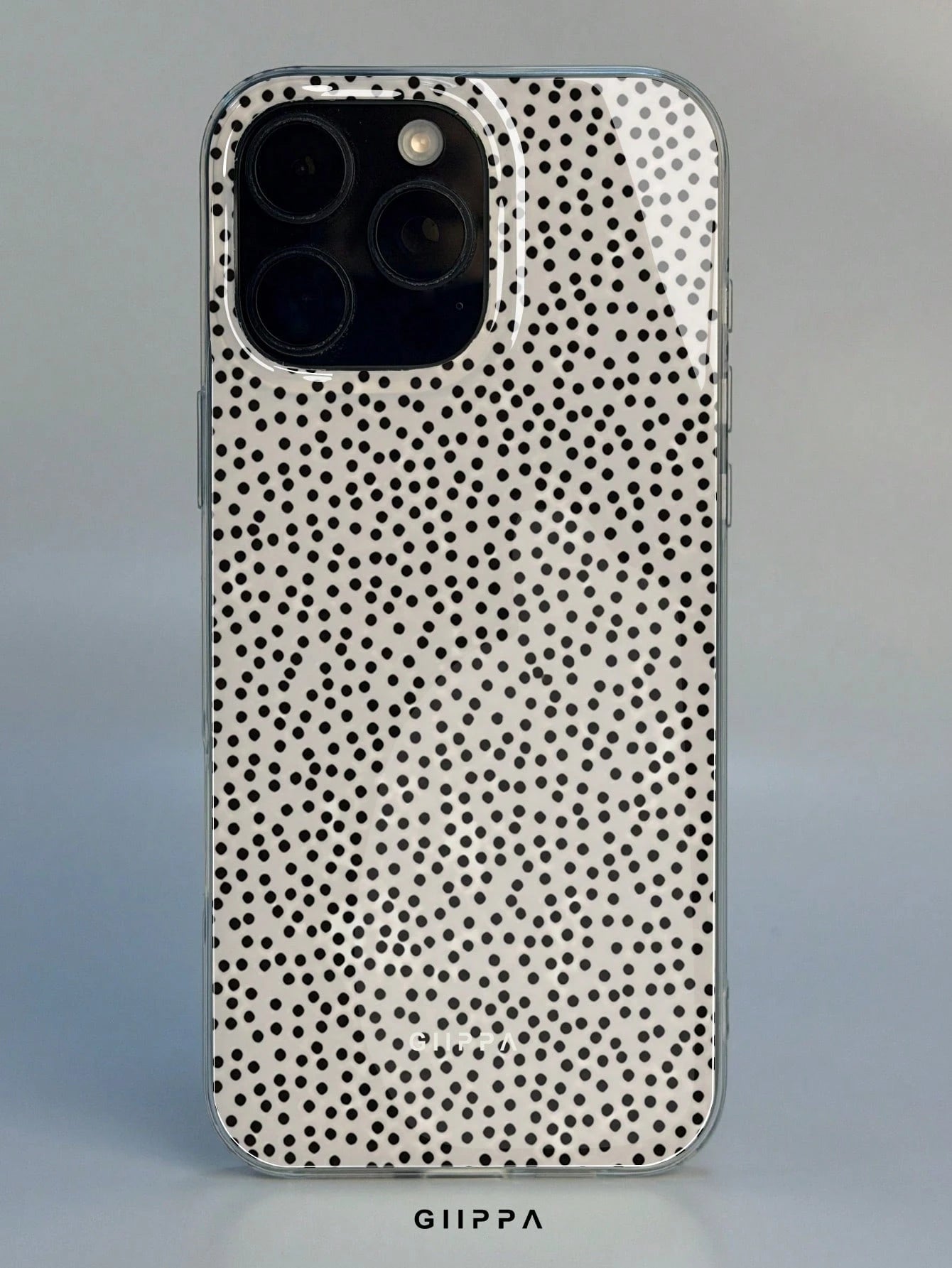 GIIPPA 1pc White Base With Black Dense Polka Dot Pattern Design, Phone 17 Pro Max Phone Case, Compatible With Phone 16 Pro Max, 15 Pro Max, 14 Pro Max, Korean Style High-End Fashionable And Fun Phone