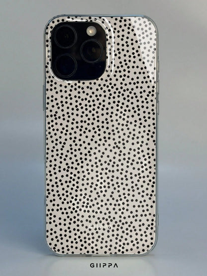 GIIPPA 1pc White Base With Black Dense Polka Dot Pattern Design, Phone 17 Pro Max Phone Case, Compatible With Phone 16 Pro Max, 15 Pro Max, 14 Pro Max, Korean Style High-End Fashionable And Fun Phone