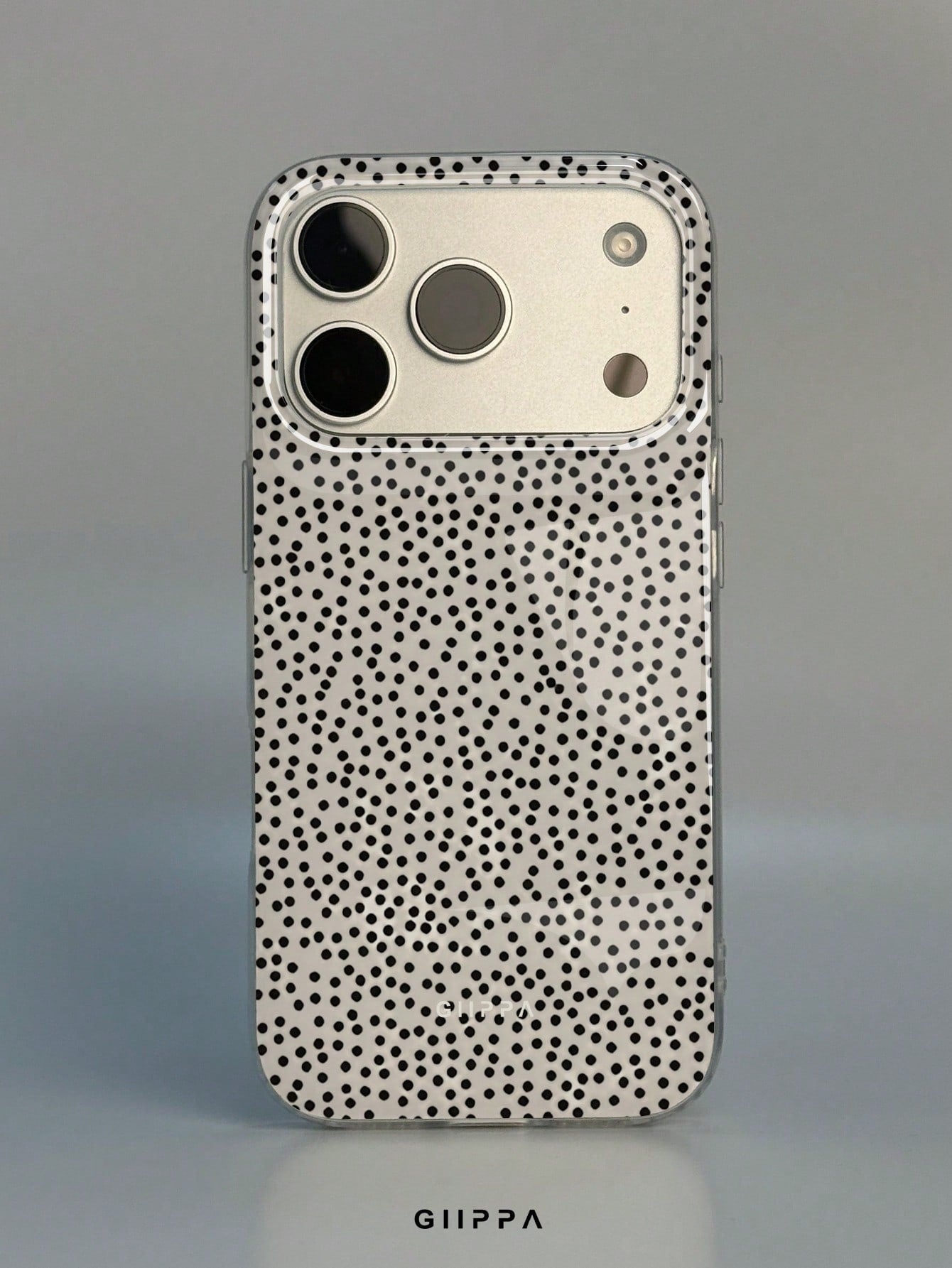 GIIPPA 1pc White Base With Black Dense Polka Dot Pattern Design, Phone 17 Pro Max Phone Case, Compatible With Phone 16 Pro Max, 15 Pro Max, 14 Pro Max, Korean Style High-End Fashionable And Fun Phone