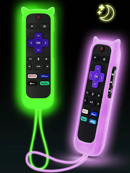 Glowing Silicone Remote Control Protective Case, Remote Control Storage Holder, Night Light Remote Control Protective Shell, Suitable For Hisense TV Remote/Simple Remote/Voice Remote, Silicone Protect